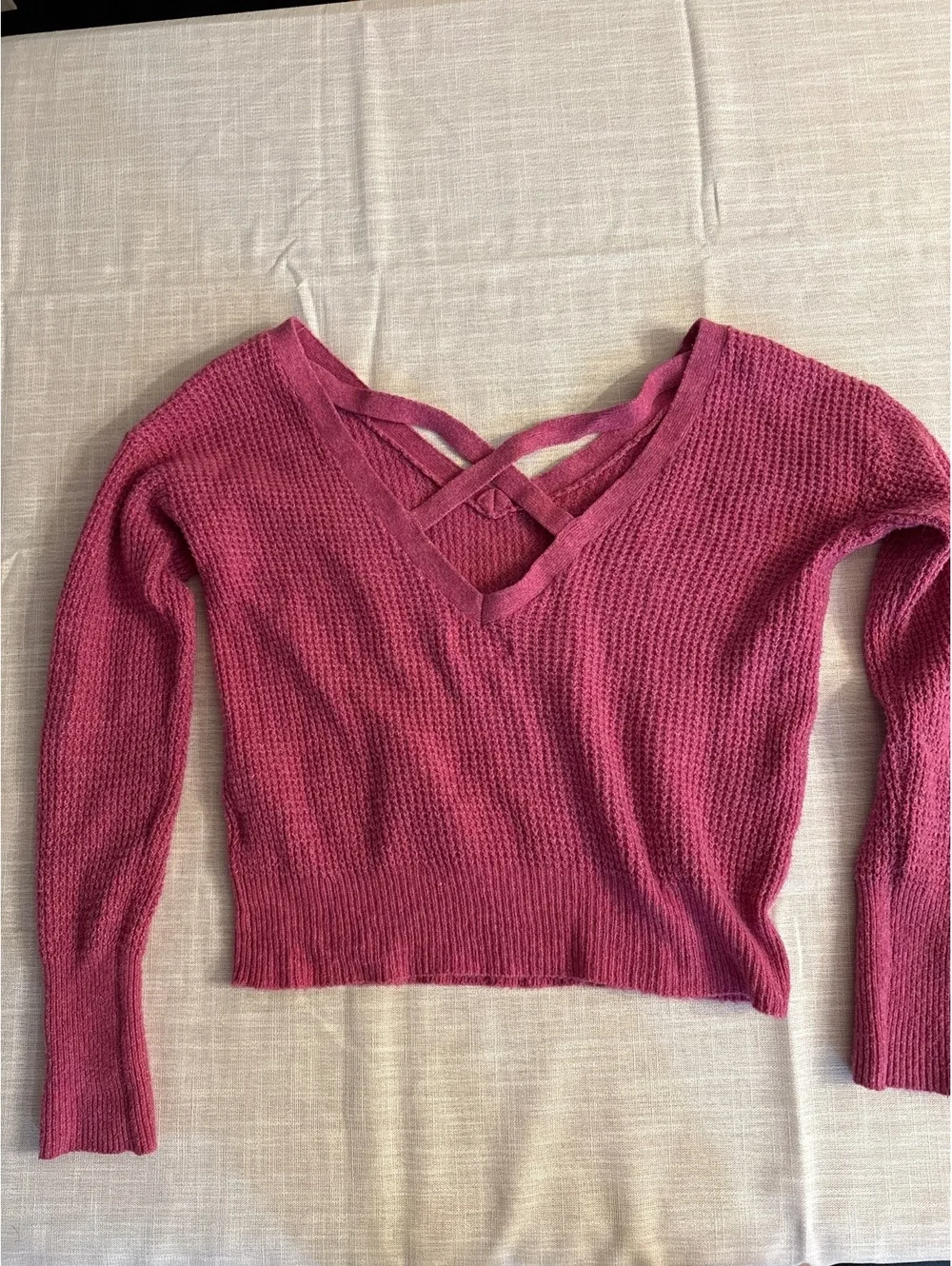 Maeve Anthropologie Pink Knit V-Neck Sweater XS